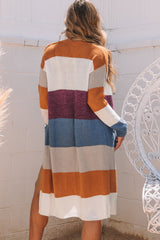 Cardigan long en tricot multicolore à blocs de couleurs ouvert sur le devant-A WOMAN WE LOVE