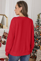 Round red sweatshirt with round neck