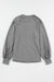 Grey pleated knit top with raglan sleeves and contrast lace