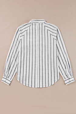 Oversize shirt with black stripes with chest pocket