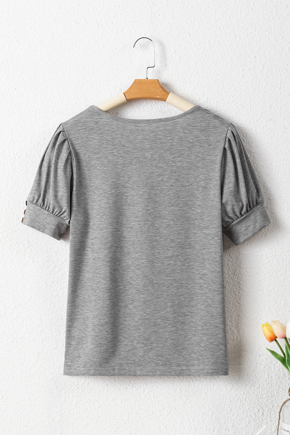 Camiseta de manga de hojaldre gris claro