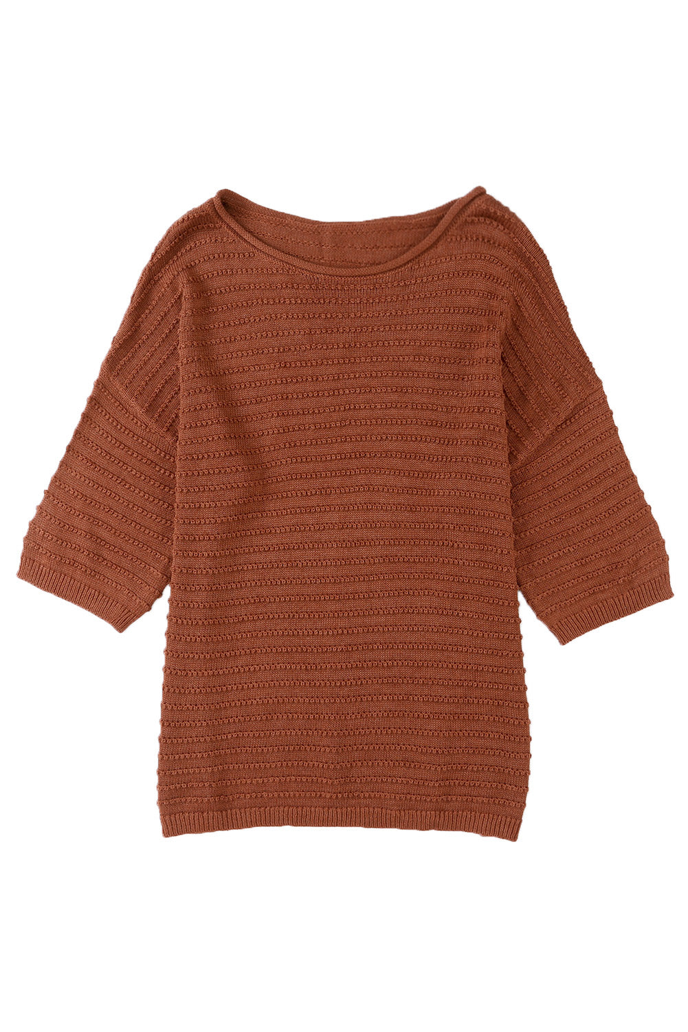 T-shirt d'épaule en tricot texturé marron