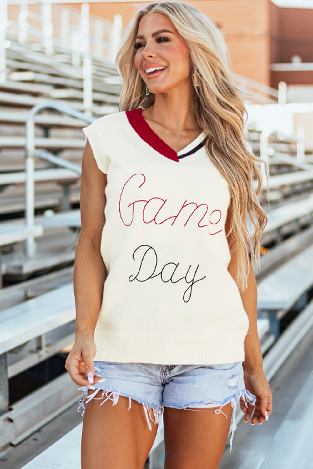 Gilet pull blanc vintage Game Day