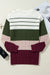 Striking and buttoned Sweater Pull Green Color Block