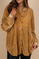 Large -colored Gold button velvet shirt