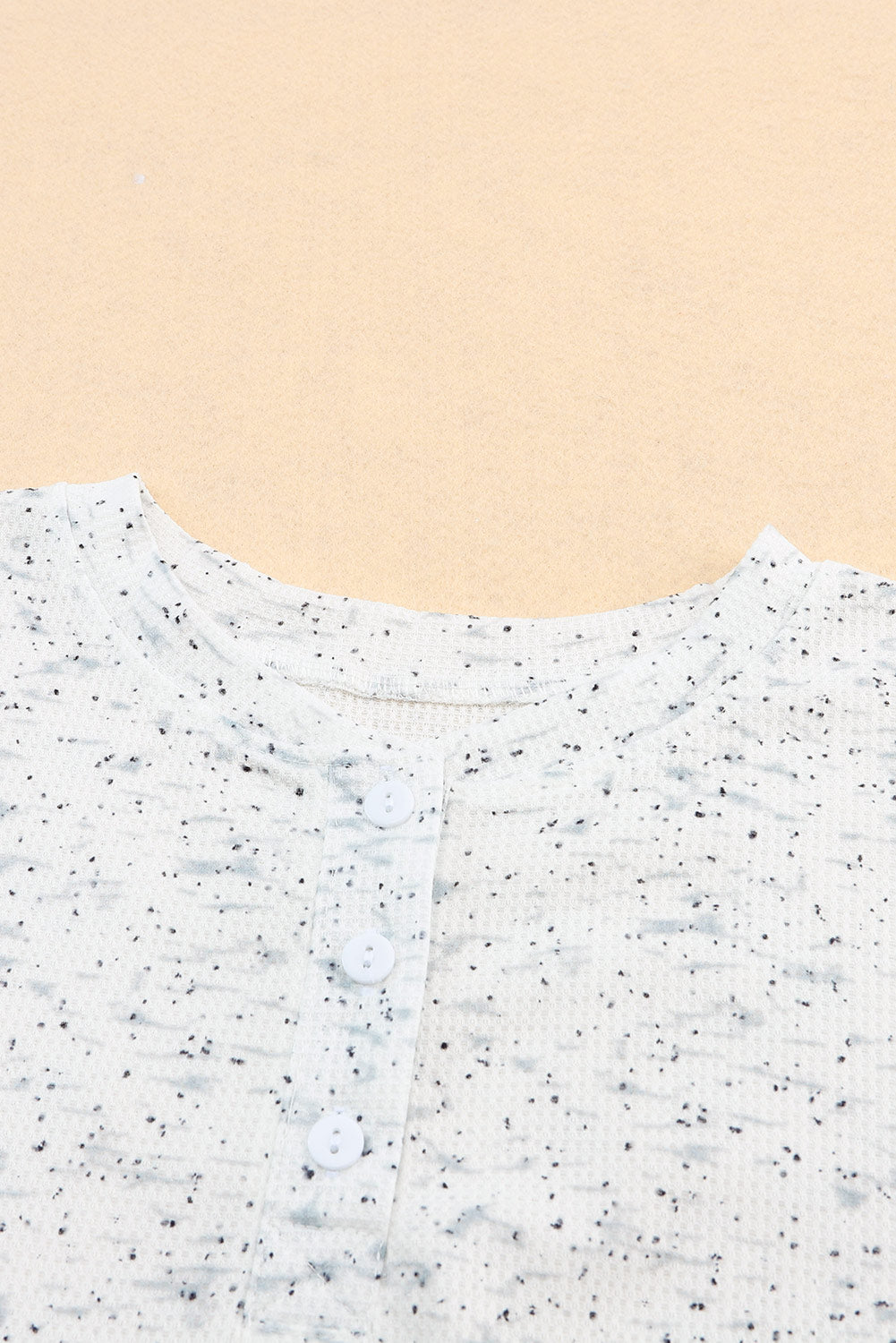 Heather Grey Ribbed Knit Long Sleeve Henley Top