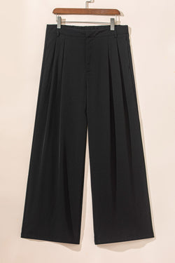 Pantalon large élégant plissé noir