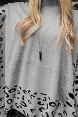 Uversize pulite gray leopard with upright collar *