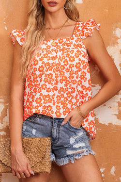 Flying Orange Tank Tofr y Floral Print estampado