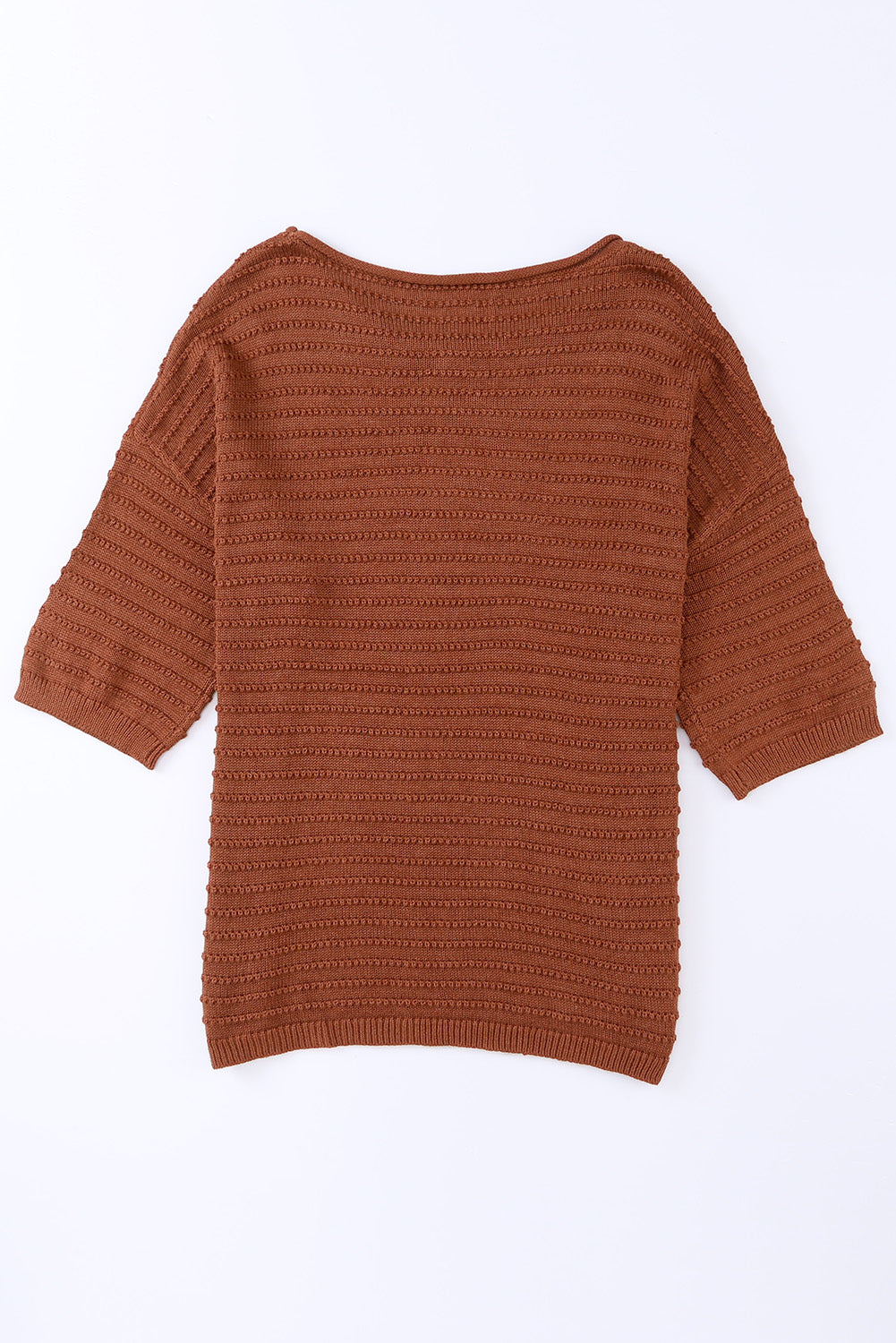 T-shirt d'épaule en tricot texturé marron