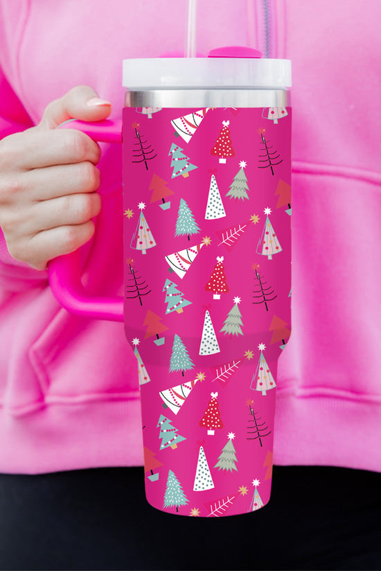 Thermos Cup estampado Árbol de Navidad Roja Rose Roja 40oz dibujos animados