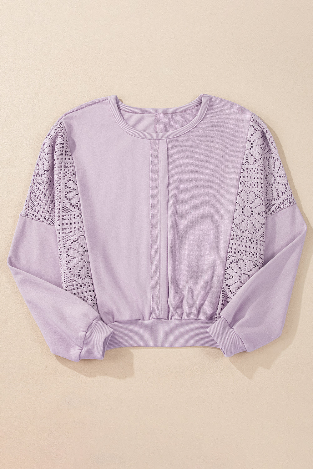 Sweat-shirt en tricot à pétales d'orchidées, coutures exposées au crochet, bordure côtelée