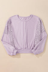 Sweat-shirt en tricot à pétales d'orchidées, coutures exposées au crochet, bordure côtelée