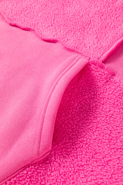 Sudadera con capucha con cordón apretado en esponja de esponja rosa desteñida pitaya