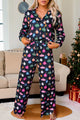 PYJAMA set Shirt and printed pants Colorful Navy Blue Colorful Lights