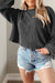 Long -sleeved casual high -sleeved top with black cord