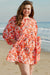 Mid-length orange dress with floral print, large size *