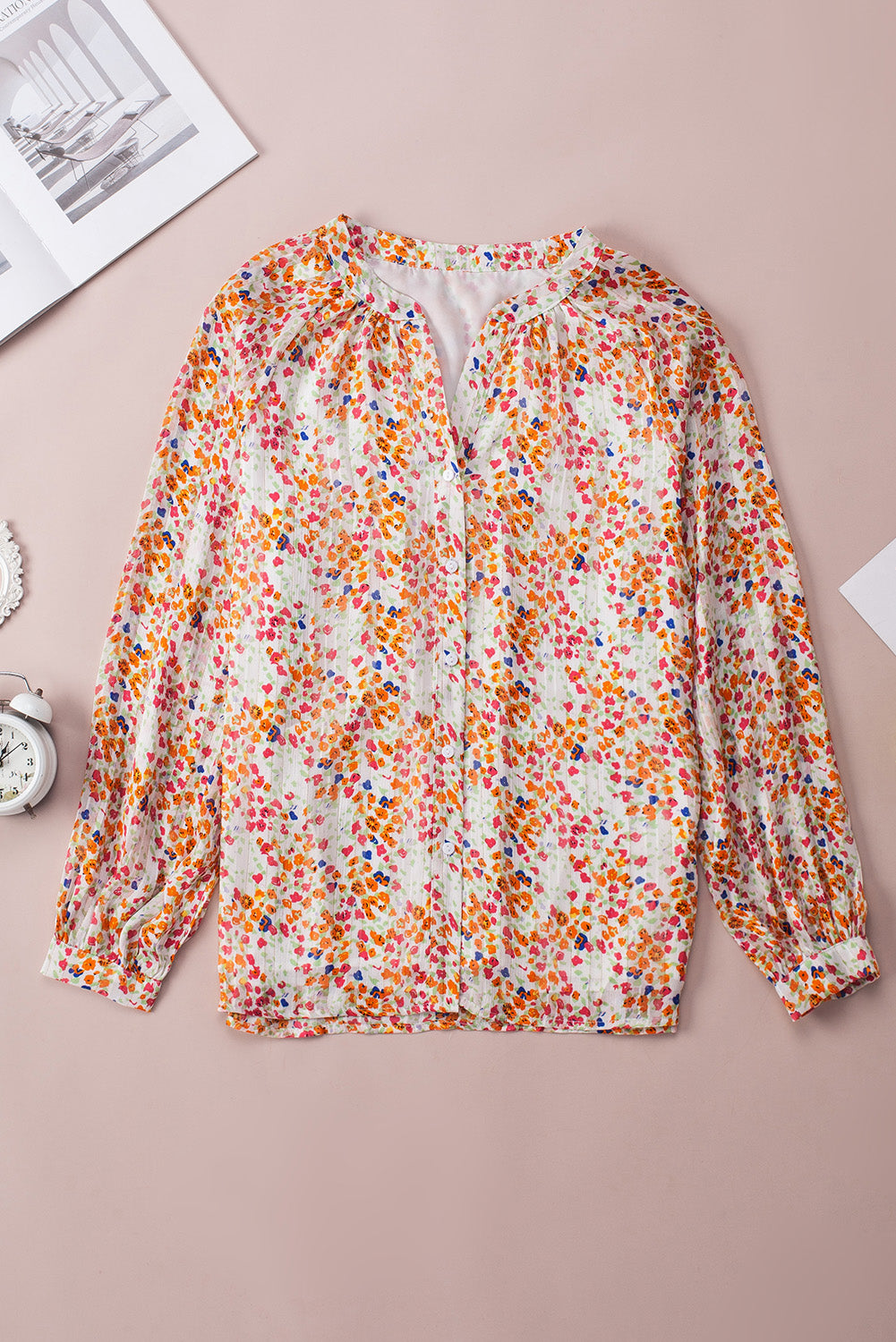 Multicolore Boho Floral Print Button Front Shirt