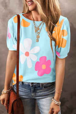 Camiseta con burbujas y estampados de flores *