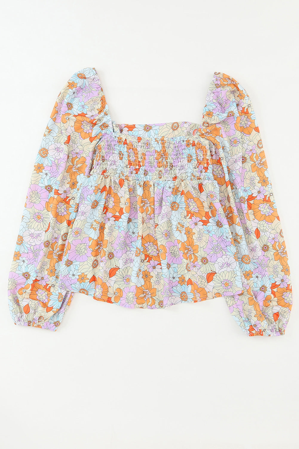 Blouse babydoll à manches bouffées à manche à manche floral multicolore