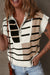 Black sweater vest with color block stripes and zipped collar