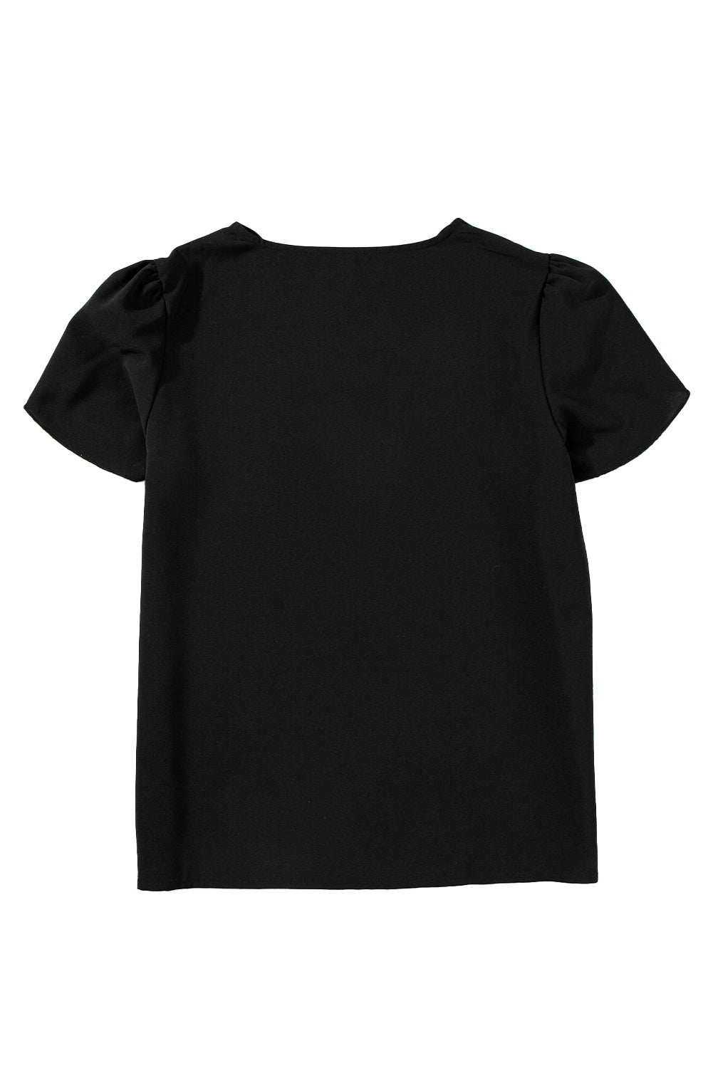 Black Sacalloped Volliline Petal Sleeve Top