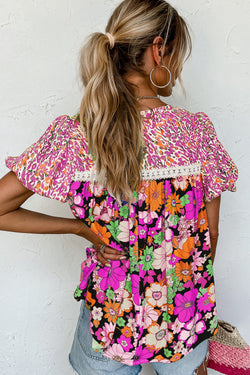 Blusa de impresión floral mixta *