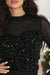 Black blouse with an rising neck in transparent mesh and sequins velvet