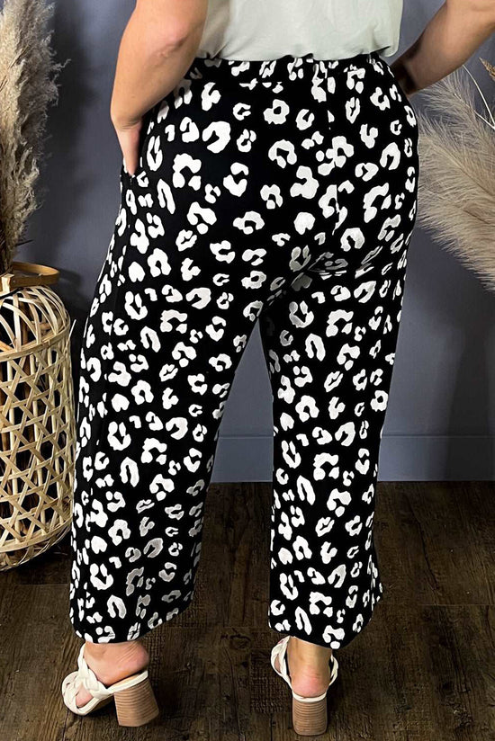 Leopard Print Wide Pockets Plus Size Leopard Pants