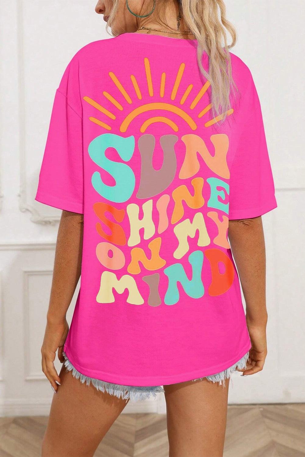 T-shirt graphique SUNSHINE ON MY MIND rose vif