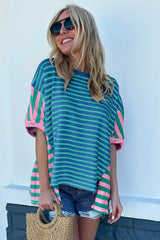 Camiseta y bloque de color de mosaico de rayas azules