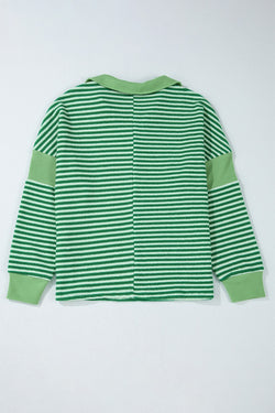 Ample wide patchwork with green stripes and V -neck