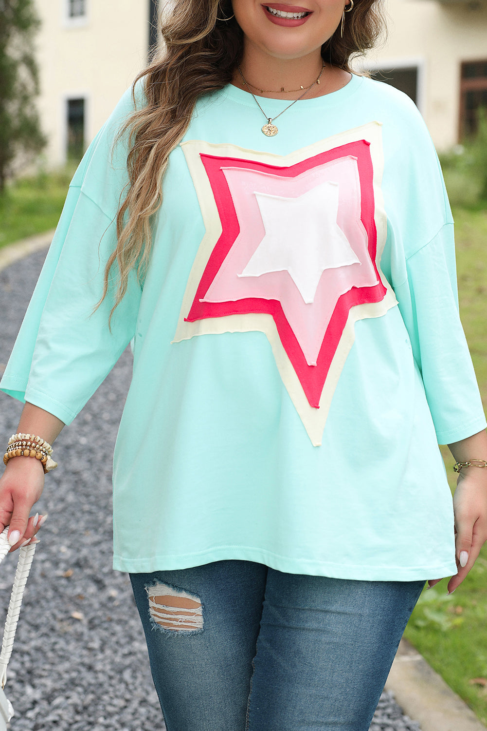 Tunique Moonlight Jade Colorblock Star Patch Grande Taille