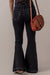 Black high waisted flared jeans with button front