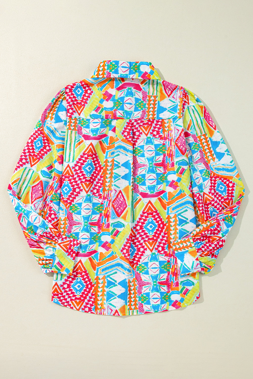 Chemise décontractée à manches longues imprimée abstraite multicolore-A WOMAN WE LOVE