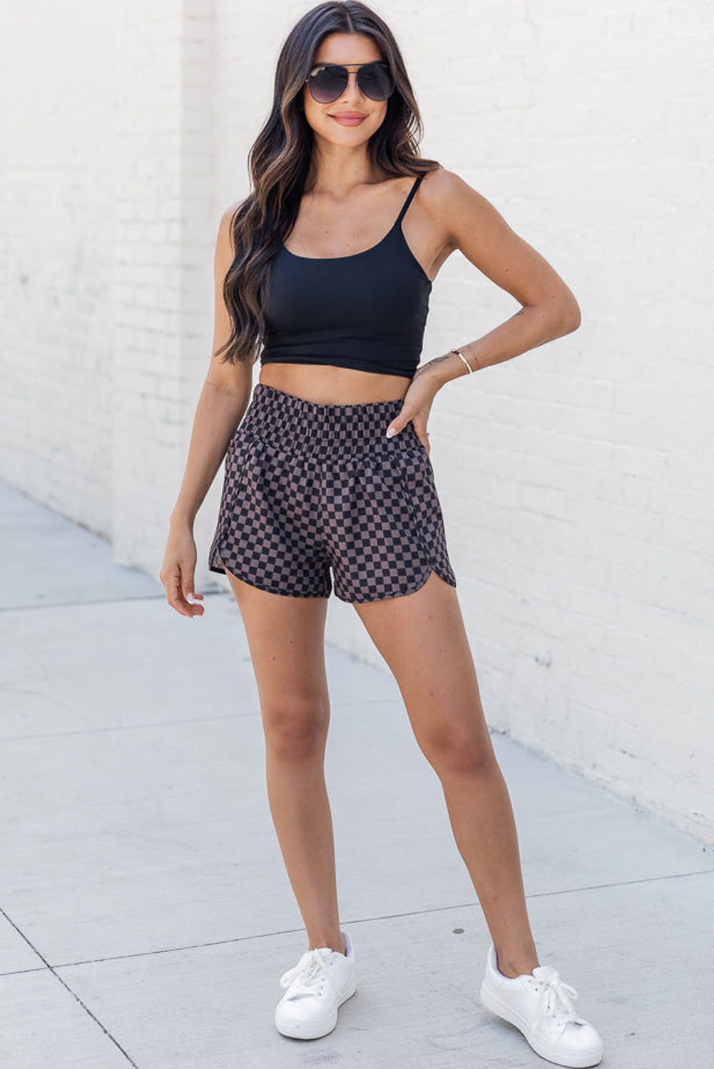 Braune Leopard High Tailled Athletic Shorts