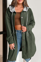 Surprised hooded jacket in ribbed velvet contrast jungle