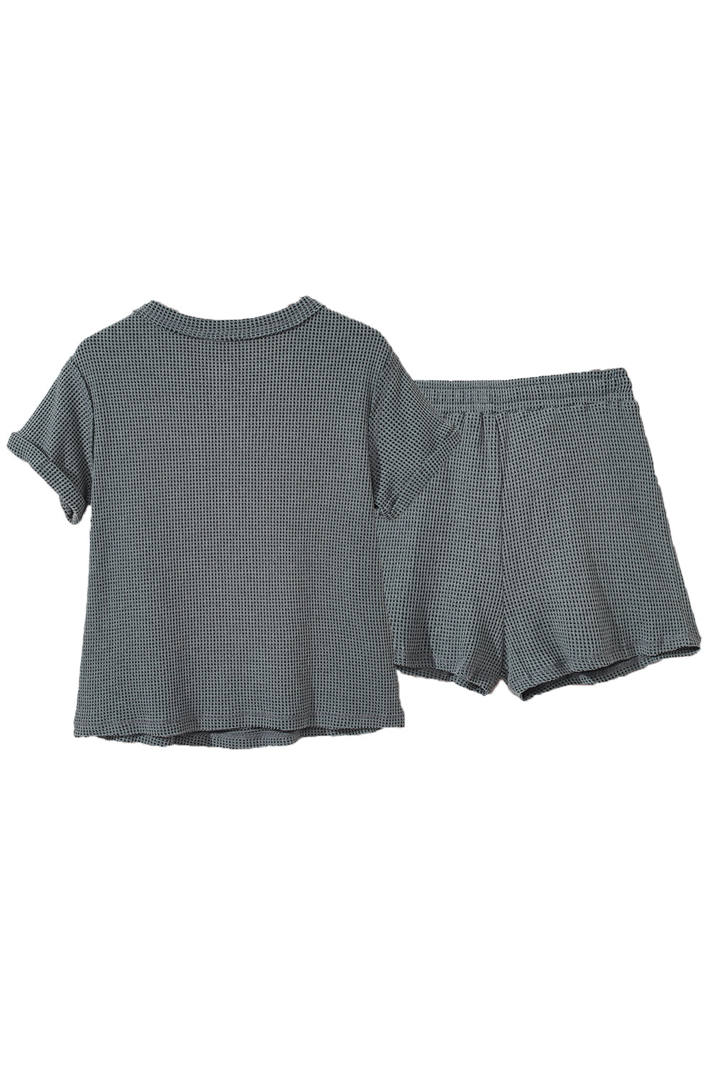 Laurel Green Waffle Knit Button-Down Top and Drawstring Shorts Set