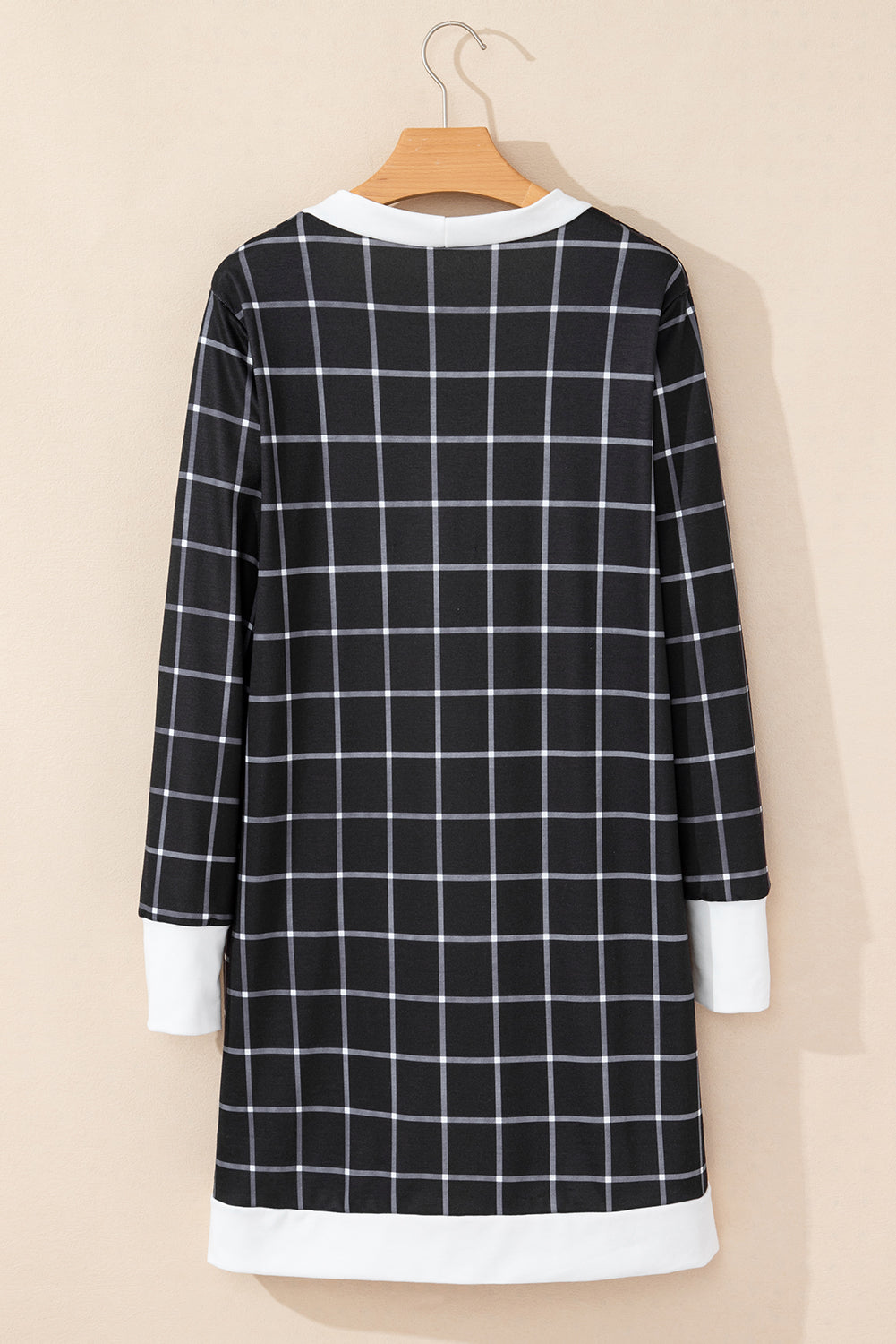 Cardigan ouvert à carreaux noirs avec bords color block et poche-A WOMAN WE LOVE
