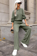 Combinaison taille haute en tricot côtelé uni Laurel Green avec trou de serrure dans le dos-A WOMAN WE LOVE