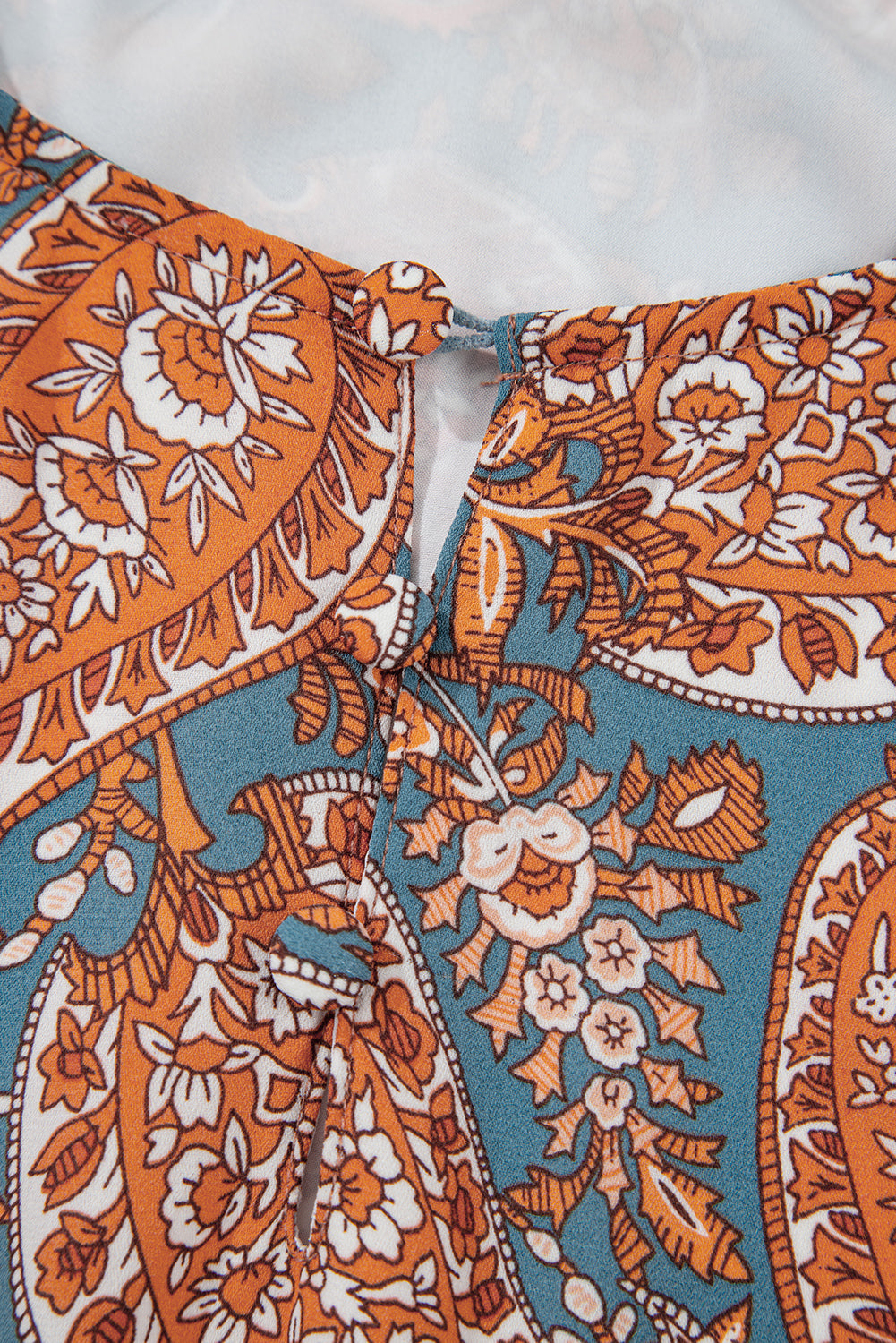 Orange Paisley estampado Fit Lolo Fit Drawstring Mini Vestido de cintura alta