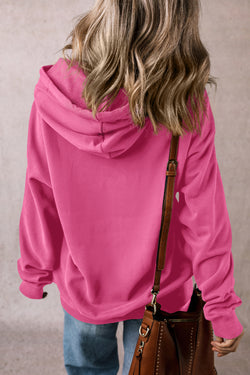 Plain hoodie with kangaroo pocket and tightening cord, loose cut