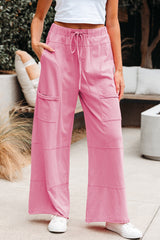 Pantalon à jambes larges rose délavé