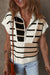 Black sweater vest with color block stripes and zipped collar