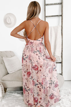 Romantic long dress with floral pattern *