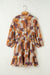 Mini-Robe Orange Flower Bohemian Style Shirt, Floor sleeves, Smocked Size