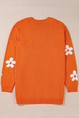 Cardigan à Epaules Tombantes à Motif de Fleurs Orange Grande Taille-A WOMAN WE LOVE