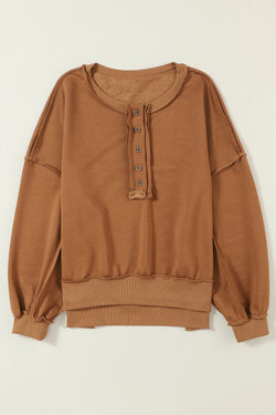 Brown shoulder brown and Henley sweatshirt