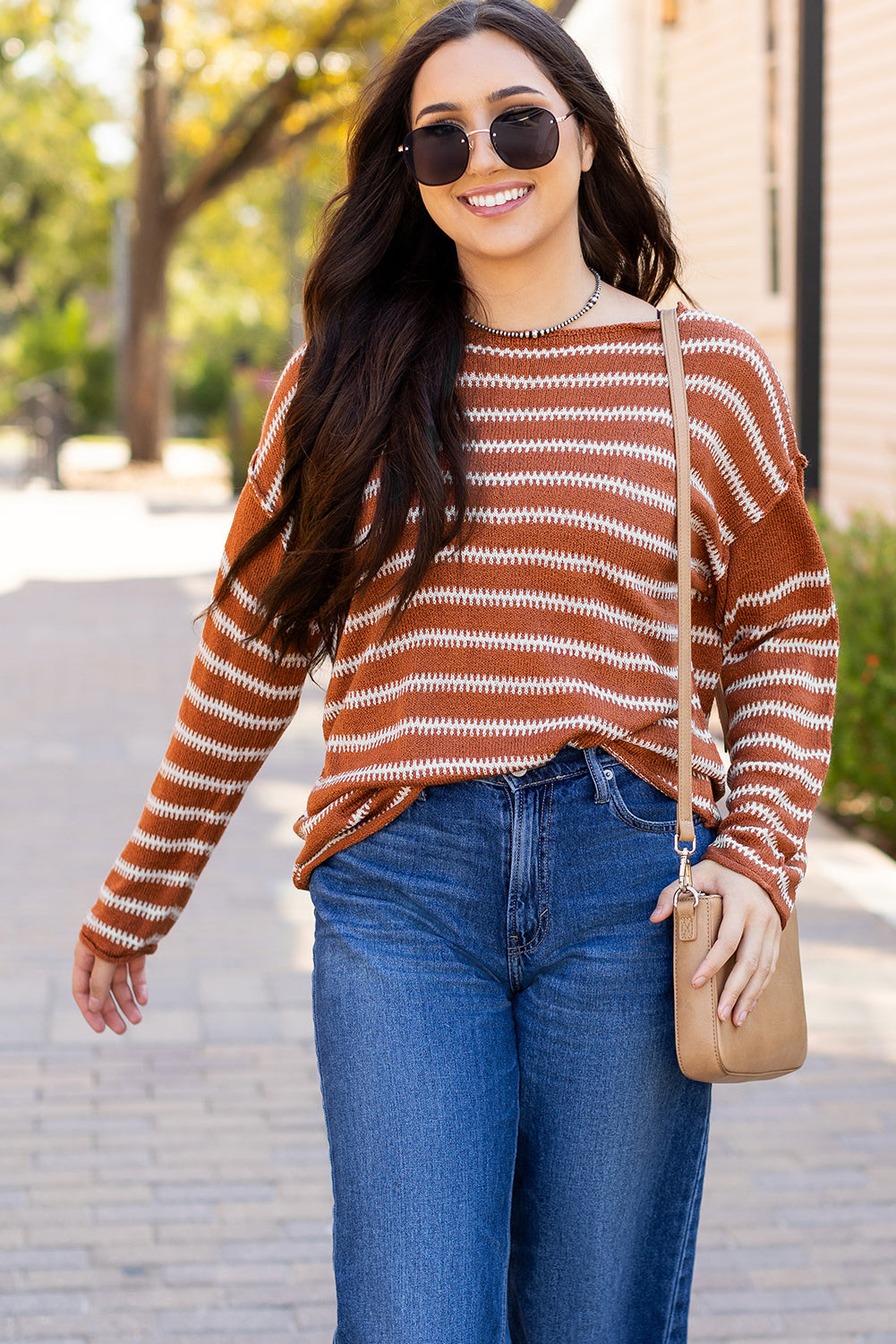 Decreeed sweater with brown stripes *