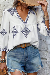 Blouse blanche à col en V et-A WOMAN WE LOVE